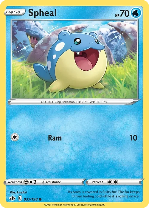 Spheal 37 Pokemon card from Chilling Reign set