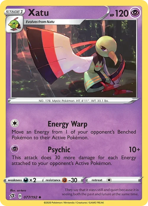 Xatu 77 Pokemon card from Rebel Clash set