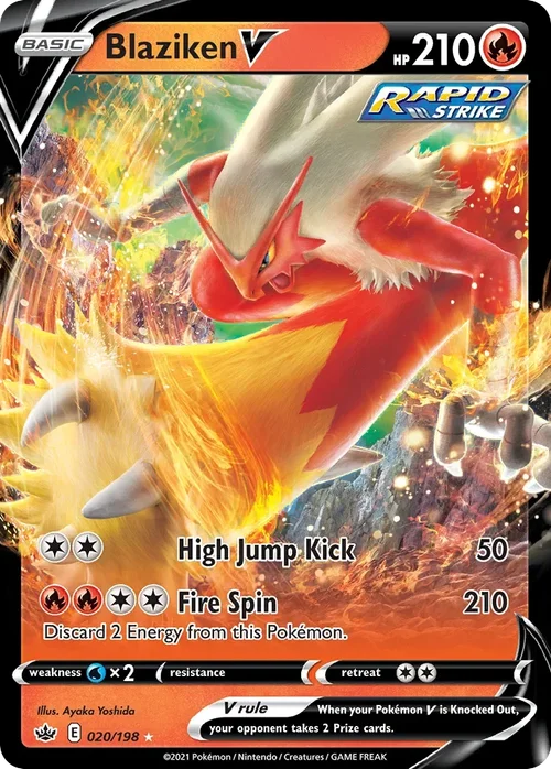 Blaziken V 20 Pokemon card from Chilling Reign set