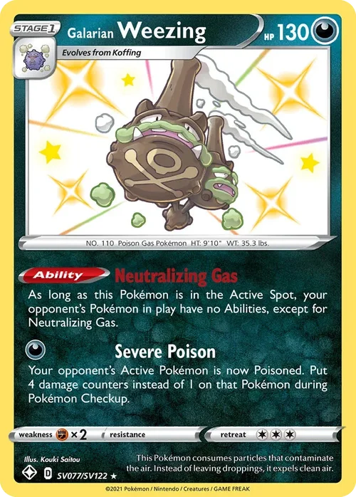 Galarian Weezing SV077 Pokemon card from Shining Fates set