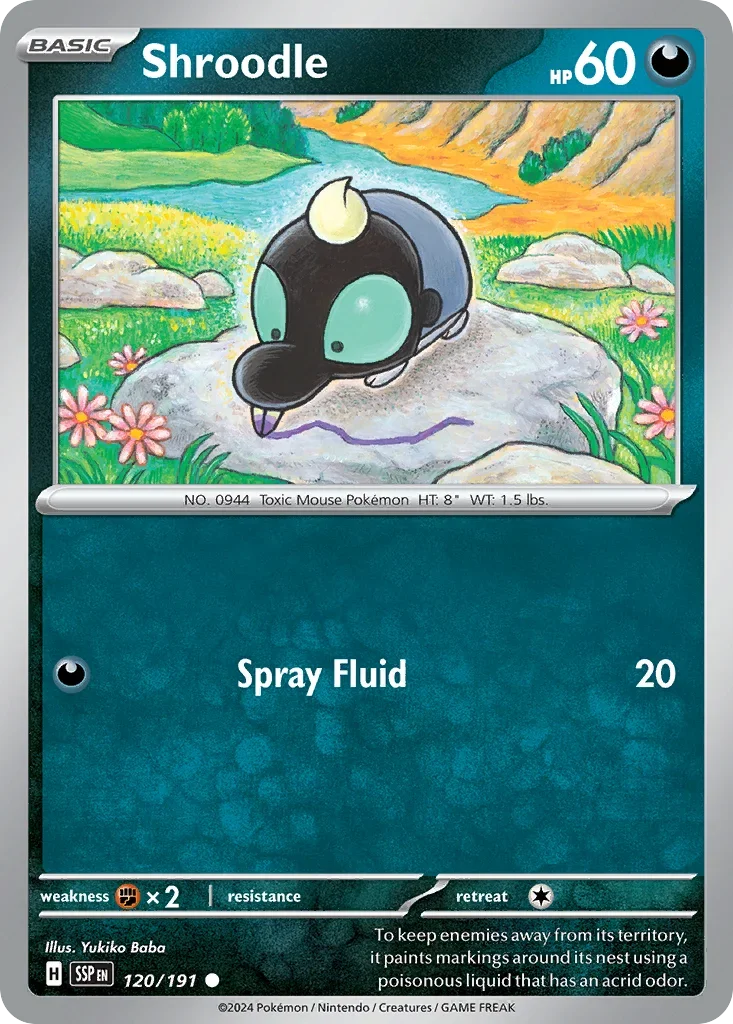 Shroodle 120/167 Pokemon card from Surging Sparks set