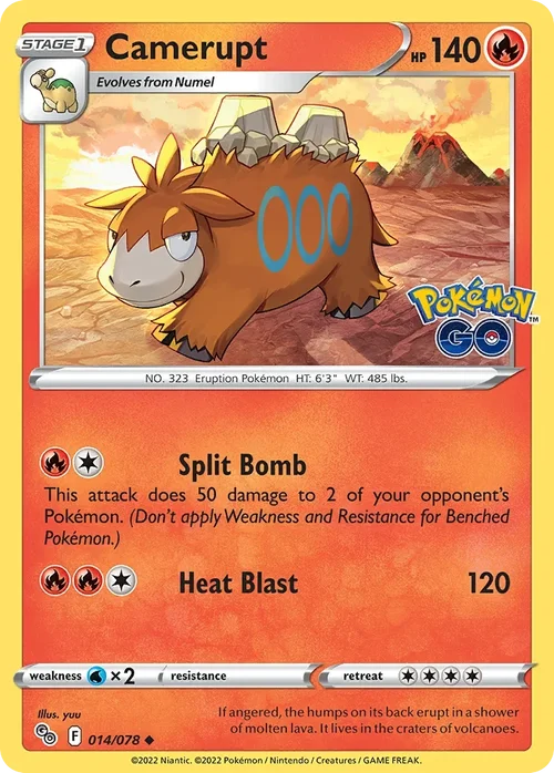 Camerupt 14 Pokemon card from Pokemon GO set