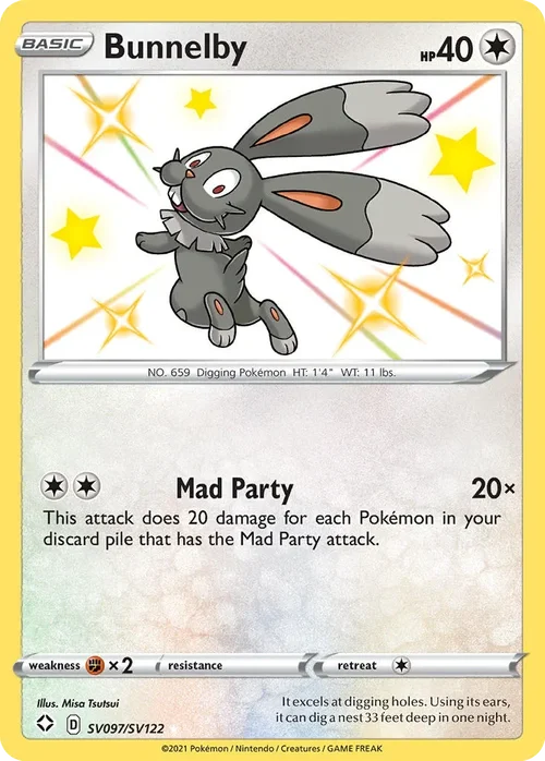 Bunnelby SV097 Pokemon card from Shining Fates set