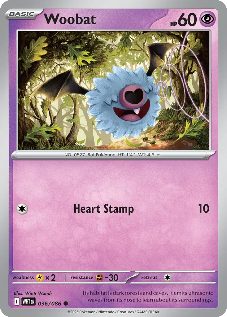 Woobat 36 Pokemon card from White Flare set