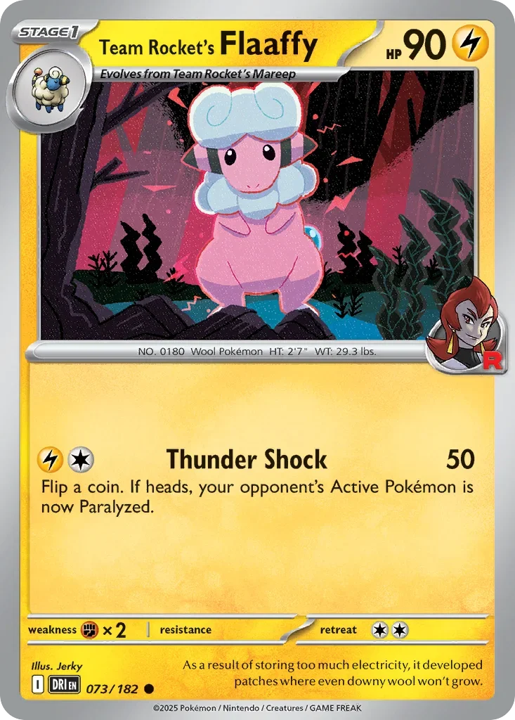 Team Rocket's Flaaffy 73 Pokemon card from Destined Rivals set