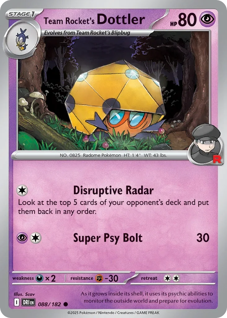 Team Rocket's Dottler 88 Pokemon card from Destined Rivals set