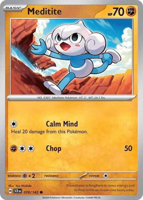 Meditite 78 Pokemon card from Stellar Crown set