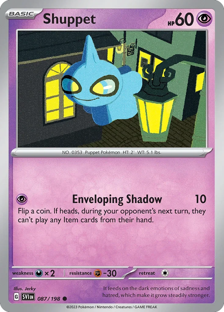Shuppet 87 Pokemon card from Scarlet & Violet set