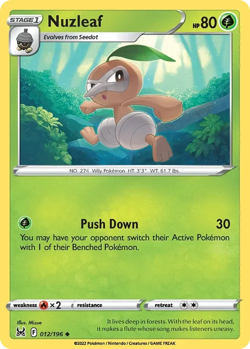 Nuzleaf 12 Pokemon card from Lost Origin set