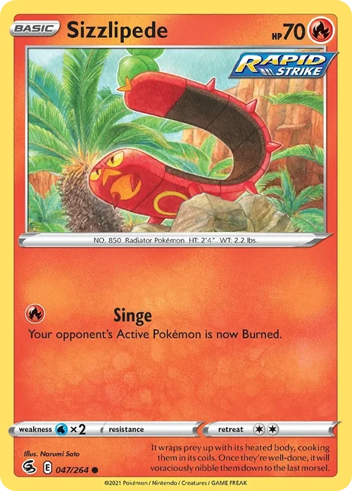 Sizzlipede 47 Pokemon card from Fusion Strike set