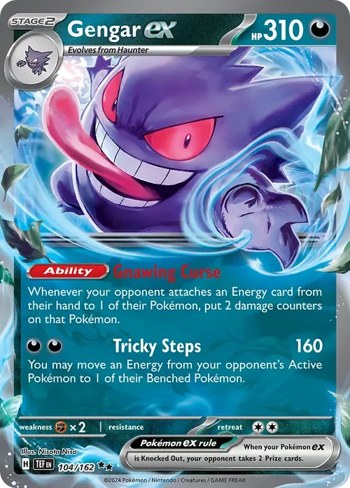 Gengar ex 104 Pokemon card from Temporal Forces set