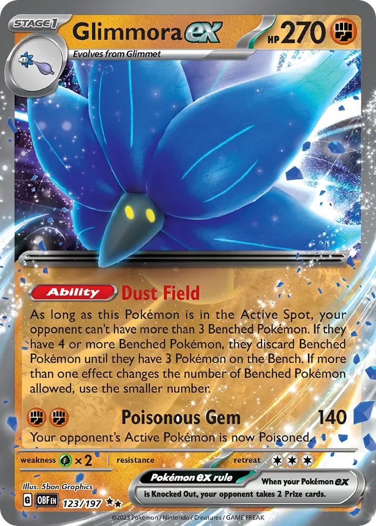 Glimmora ex 123 Pokémon card from Obsidian Flames set