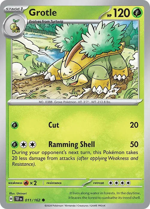 Grotle 11 Pokemon card from Temporal Forces set