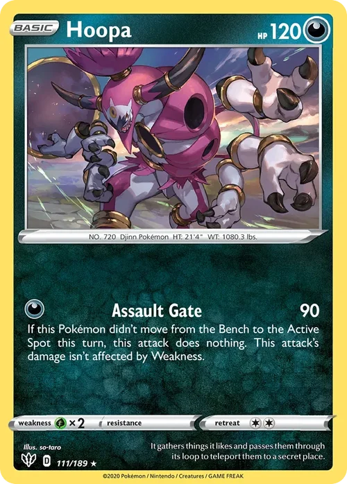 Hoopa 111 Pokemon card from Darkness Ablaze set