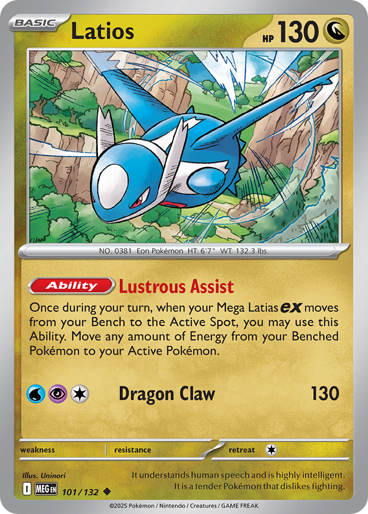 Latios 101 Pokemon card from Mega Evolution set