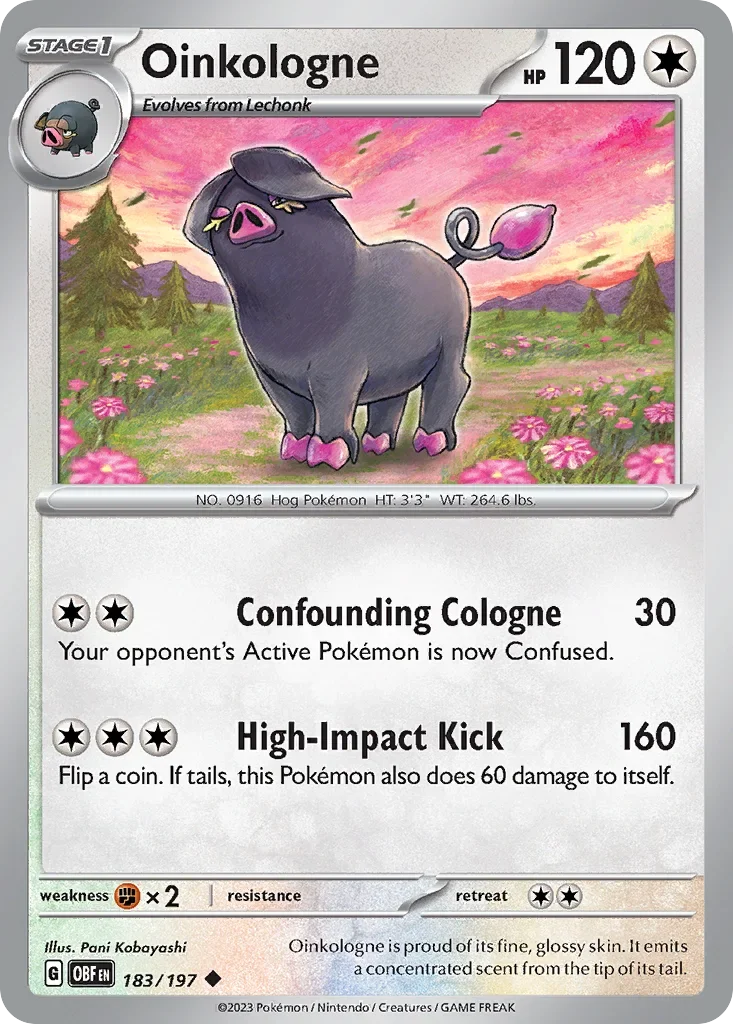 Oinkologne 183 Pokémon card from Obsidian Flames set