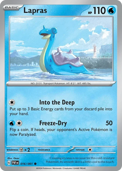 Lapras 16 Pokemon card from Paldean Fates set