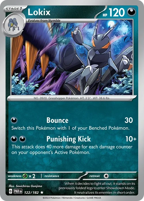 Lokix 122 Pokemon card from Paradox Rift set