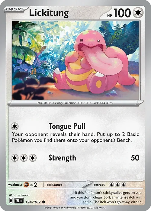 Lickitung 124 Pokemon card from Temporal Forces set