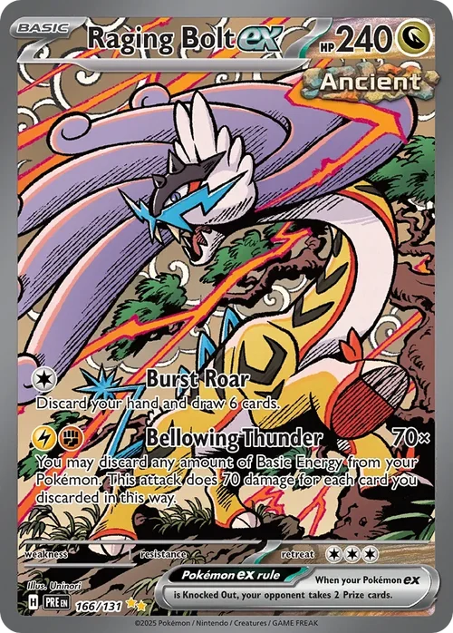 Raging Bolt ex 166 Pokemon card from Prismatic Evolutions set