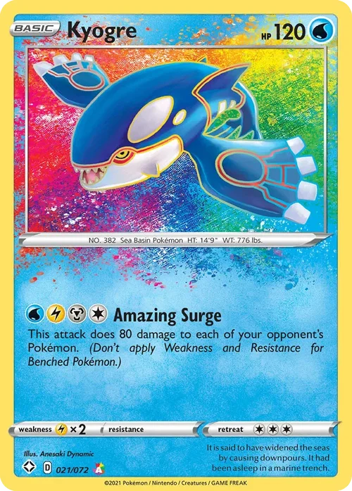 Kyogre 21 Pokemon card from Shining Fates set