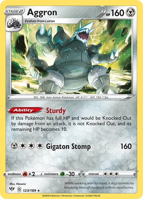 Aggron 123 Pokemon card from Darkness Ablaze set