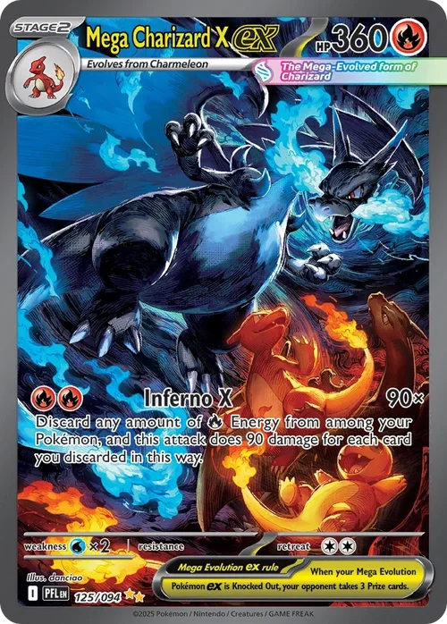 Mega Charizard X ex 125 Pokémon card from Phantasmal Flames set