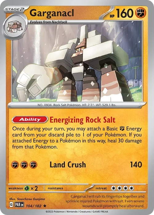 Garganacl 104 Pokemon card from Paradox Rift set