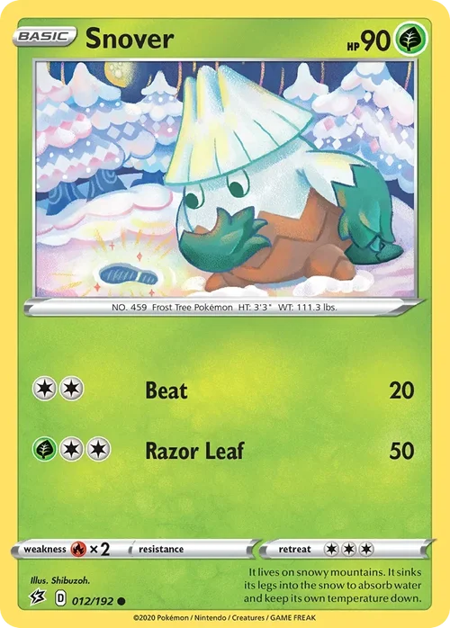 Snover 12 Pokemon card from Rebel Clash set
