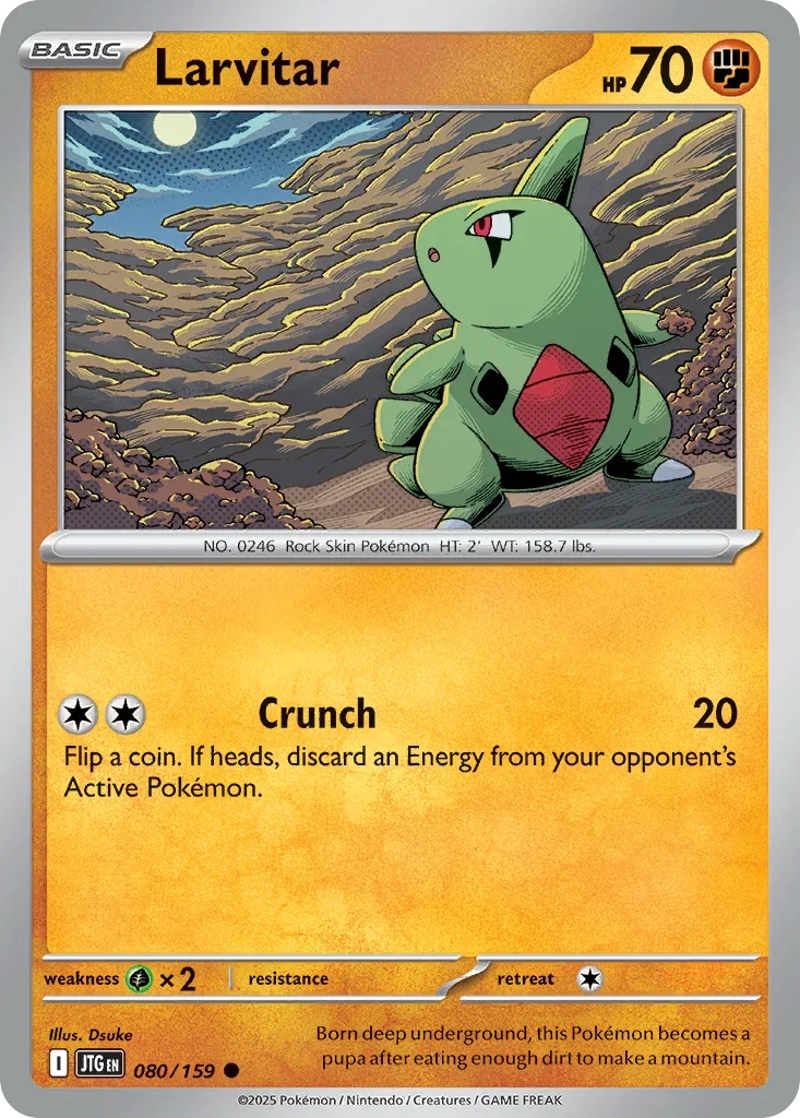 Larvitar 80 Pokémon card from JTG set