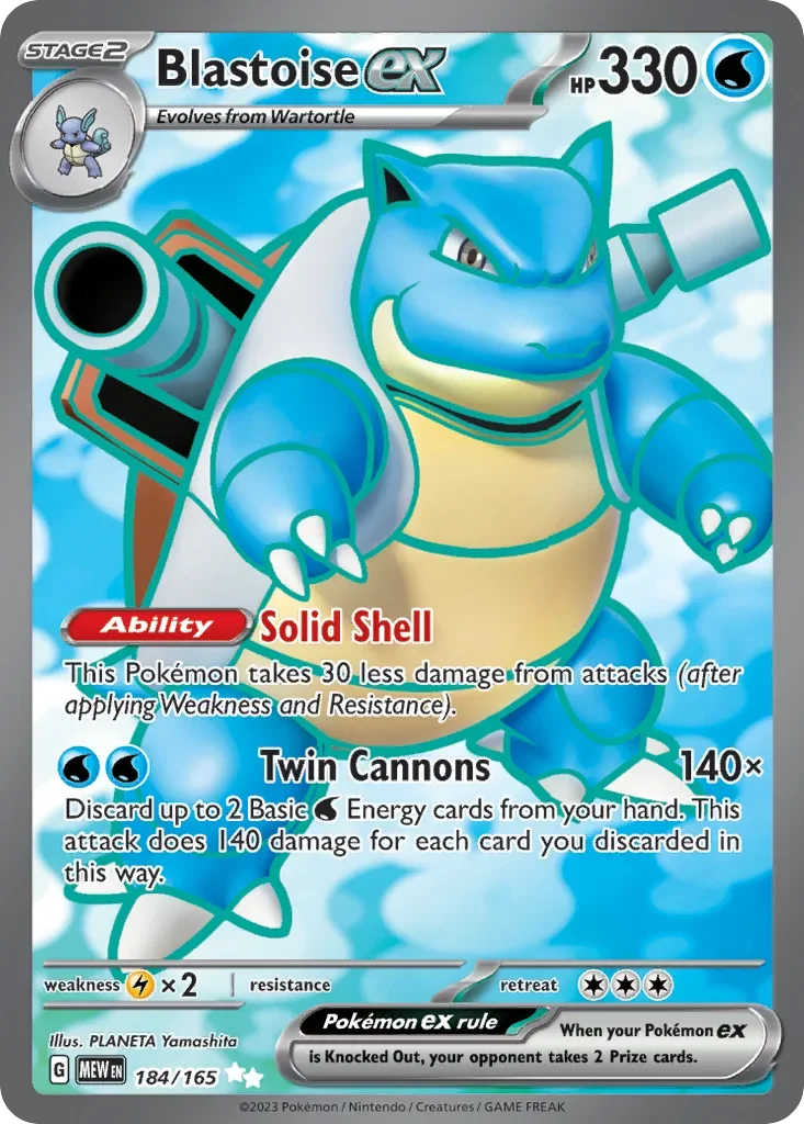 Blastoise ex 184 Pokémon card