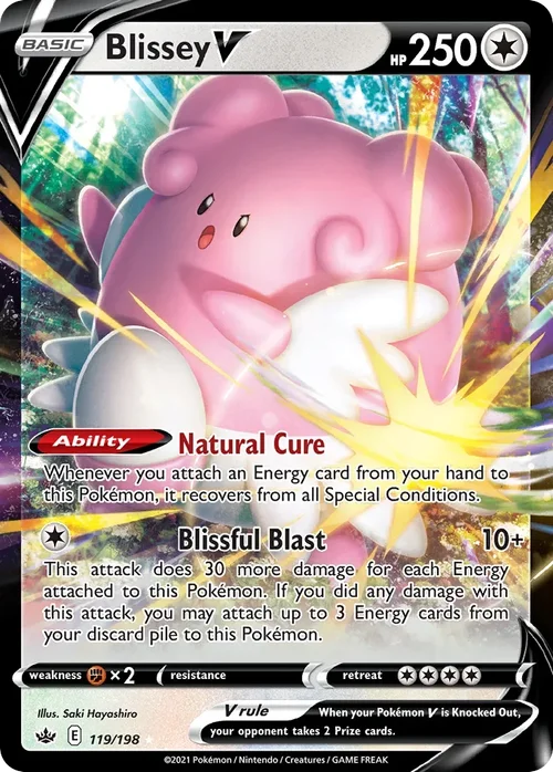 Blissey V 119 Pokemon card from Chilling Reign set
