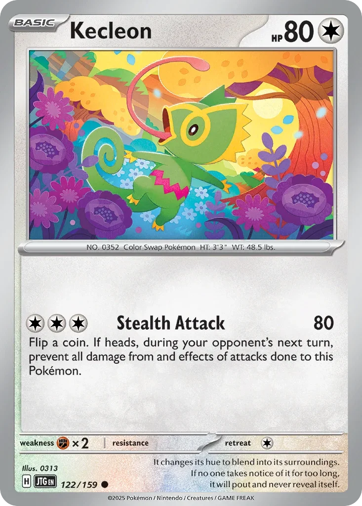 Kecleon 122 Pokémon card from JTG set