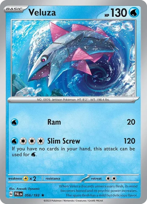 Veluza 56 Pokemon card from Paldea Evolved set