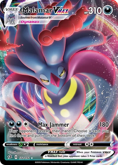 Malamar VMAX 122 Pokemon card from Rebel Clash set