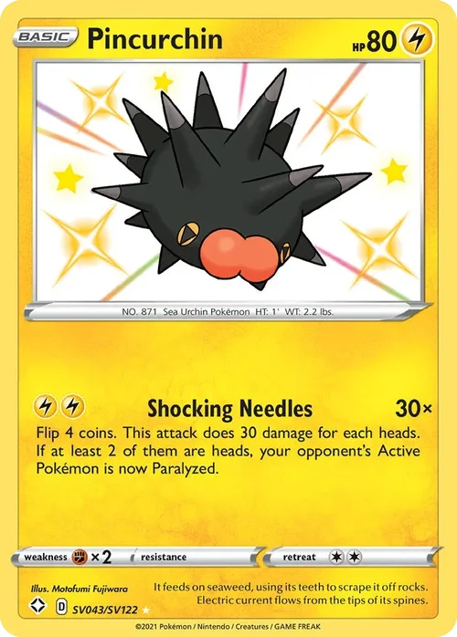 Pincurchin SV043 Pokemon card from Shining Fates set