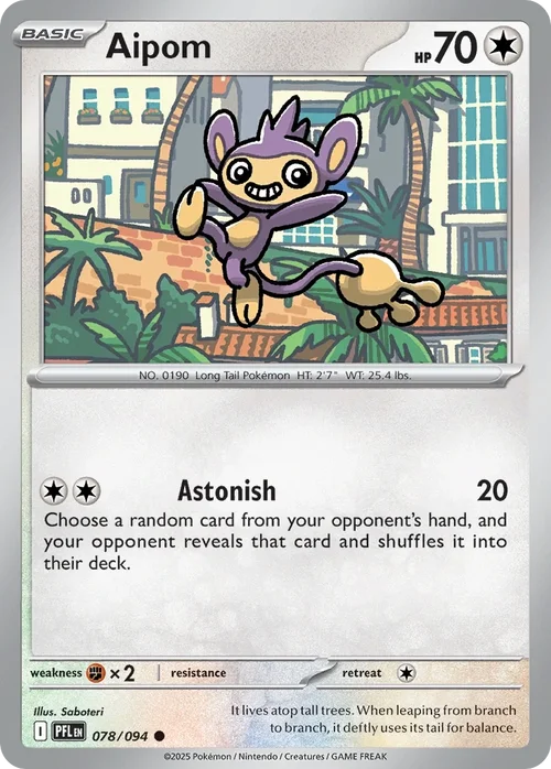 Aipom 78 Pokémon card from Phantasmal Flames set