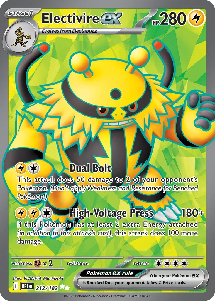 Electivire ex 212 Pokemon card from Destined Rivals set