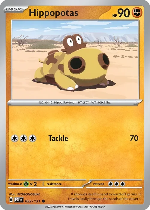 Hippopotas 52 Pokemon card from Prismatic Evolutions set