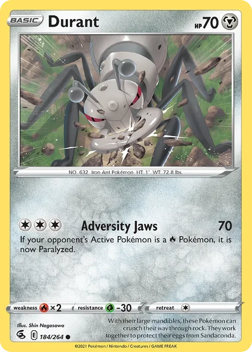 Durant 184 Pokemon card from Fusion Strike set