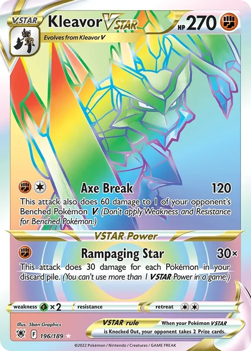 Kleavor VSTAR 196 Pokémon card from Astral Radiance set