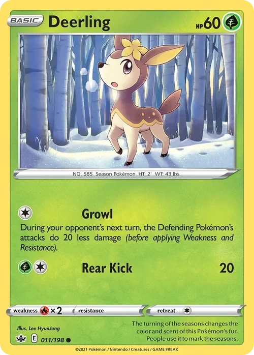 Deerling 11 Pokemon card from Chilling Reign set