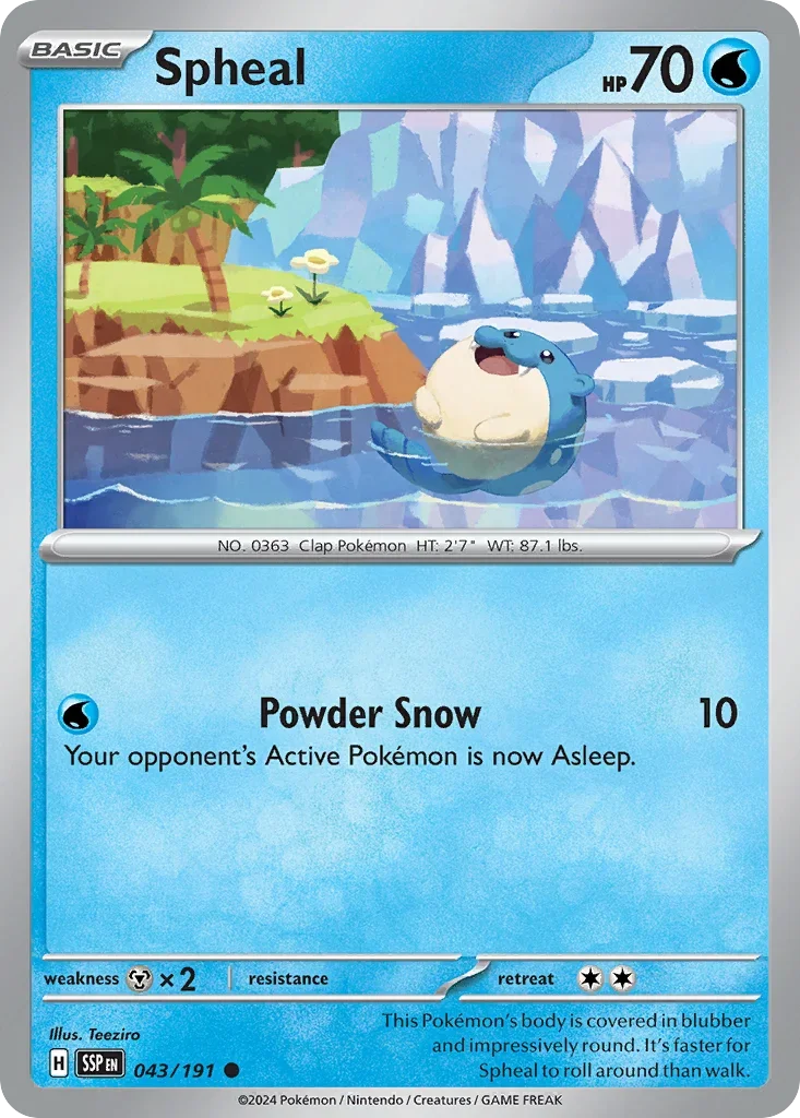 Spheal 043/167 Pokemon card from Surging Sparks set
