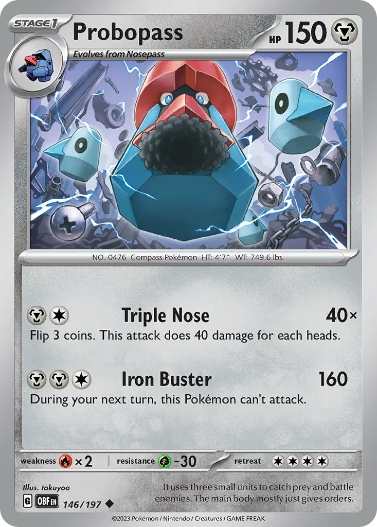 Probopass 146 Pokémon card from Obsidian Flames set