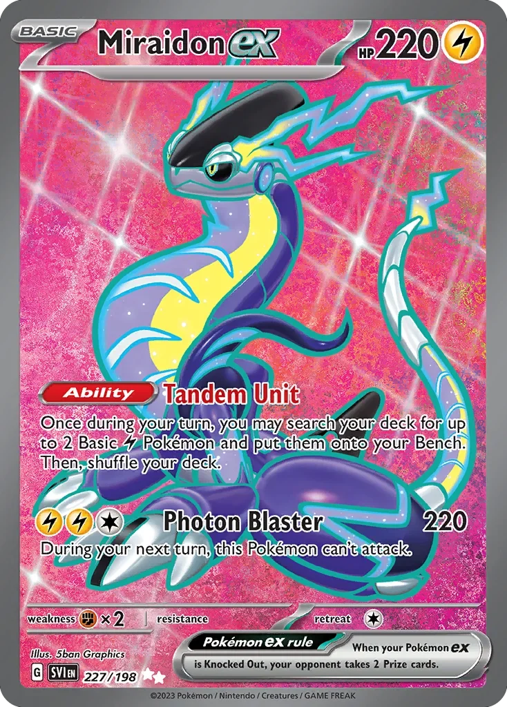 Miraidon ex 227 Pokemon card from Scarlet & Violet set