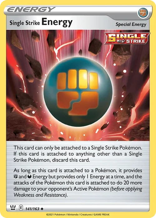 Single Strike Energy 141 Pokemon card from Battle Styles set