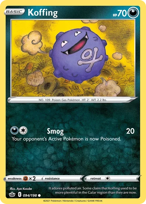 Koffing 94 Pokemon card from Chilling Reign set