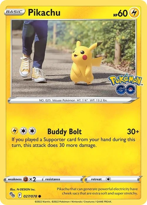 Pikachu 27 Pokemon card from Pokemon GO set