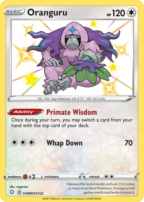 Oranguru SV098 Pokemon card from Shining Fates set