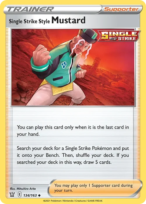 Single Strike Style Mustard 134 Pokemon card from Battle Styles set